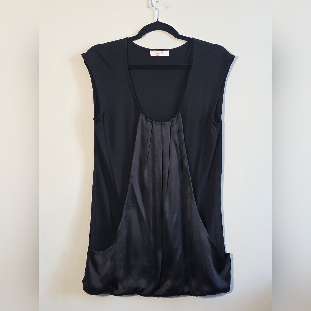 Laurèl - 100% Silk Designer Black Sleeveless Top - Size 10